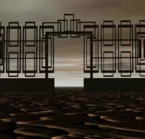 Rectangular Iron Gate Decorative 3d model