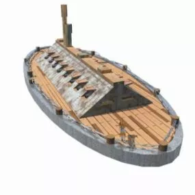 Vintage Warship Ironclad 3d model