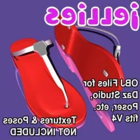 Red Slip Sandals Fashion 3d model