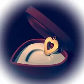 Gift Heart Golden Jewelry 3d model
