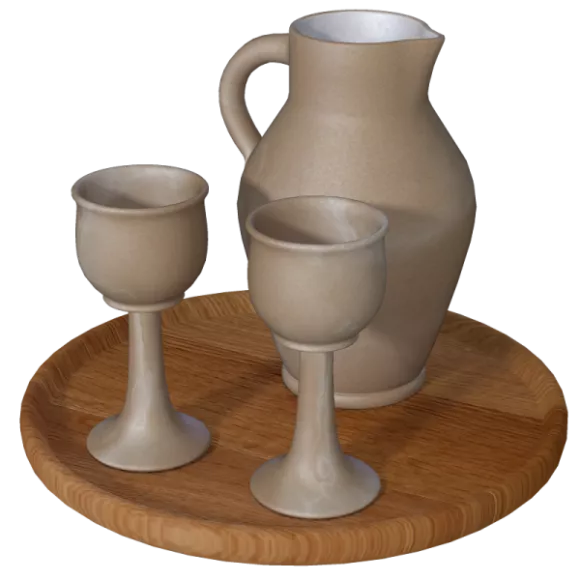 Porcelain Jug Cup And Tray 3d model Porcelain Jug Cup And Tray 3d model