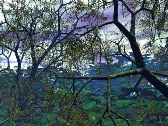 Forest Landscape With Rays Of Light 3d model