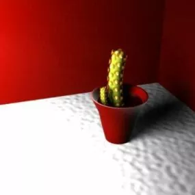 Cactus Plant Pot On Table 3d model