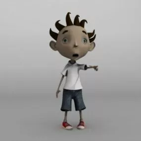Cute Hair Kid Cartoon Character 3d model