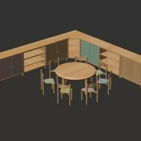 Kindergarten Furniture Table Chair 3d model