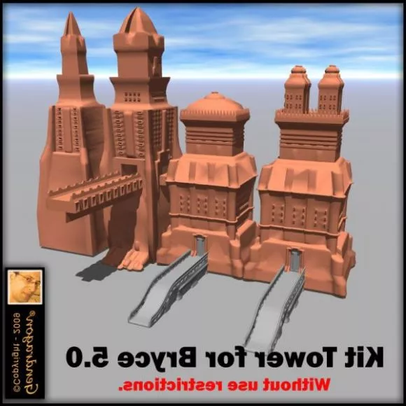 Castle Building With Grass Garden 3d model