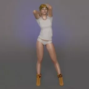 Short Hair Girl Character Fashion Boots 3d model