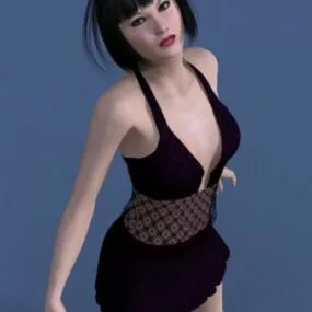 Beautiful Girl With Fashion Skirt 3d model