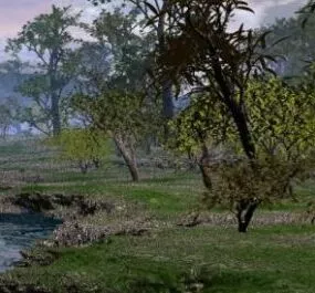 Lakeside With Trees 3d model