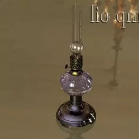 Vintage Oil Lamp With Glass Cover 3d model