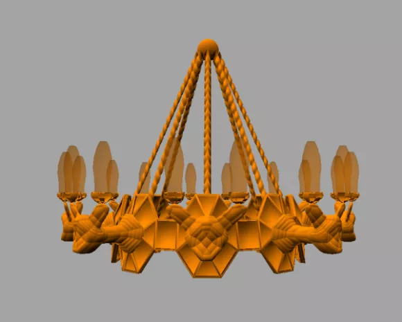 Triangle Chandelier With Set Of Light Bulbs 3d model