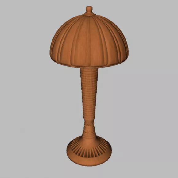 Coffee Table With Table Lamp And Horn Decoration 3d model