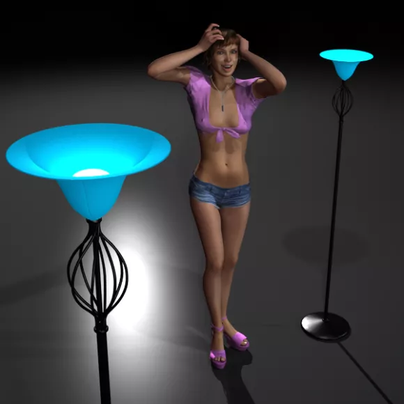 Silver Curved Arm Floor Lamp 3d model