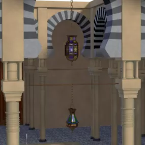 Patio Building Interior With Lamp 3d model