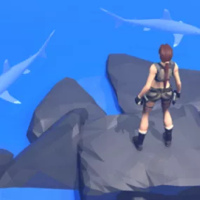 Warrior Girl Character In Water Tank 3d model