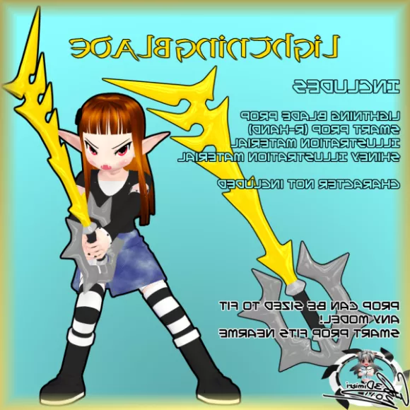 Chibi Girl With Lightning Blade 3d model Chibi Girl With Lightning Blade 3d model