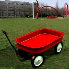 Red Garden Wagon Cart 3d model