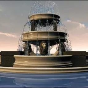 Water Fountain Lion Sculpture Shape 3d model