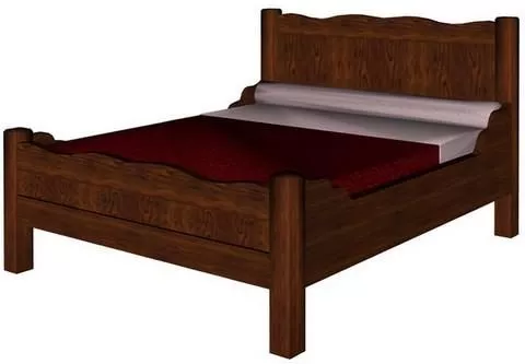 Bed With Red Mattress 3d model