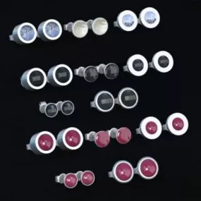 Round Earrings Jewelry Set 3d model