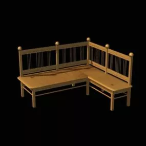 Livingroom Corner Wood Sofa 3d model