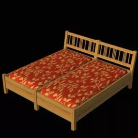 Livingroom Bed Wood Frame 3d model