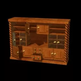 Livingroom Cabinet Red Wood 3d model