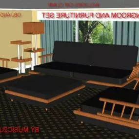 Living Room With Sofa Furniture 3d model
