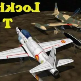 Vintage Fighter Aircraft Lockheed T33 3d model
