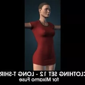 Fashion Girl Long Tshirt 3d model