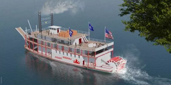 Ferry Boat On River 3d model