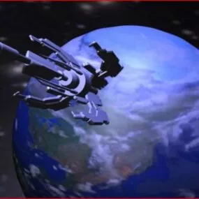 Earth Space Station With Cannon 3d model