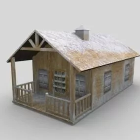 Snow On Roof Cottage House 3d model