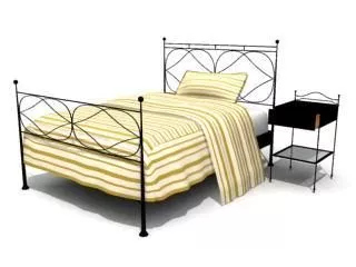 Bed Upholstery Grey Fabric 3d model