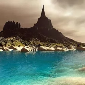 Mountain With Lake Landscape 3d model