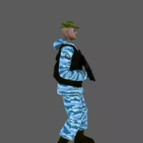 Russian Army Soldier With Ak74 3d model