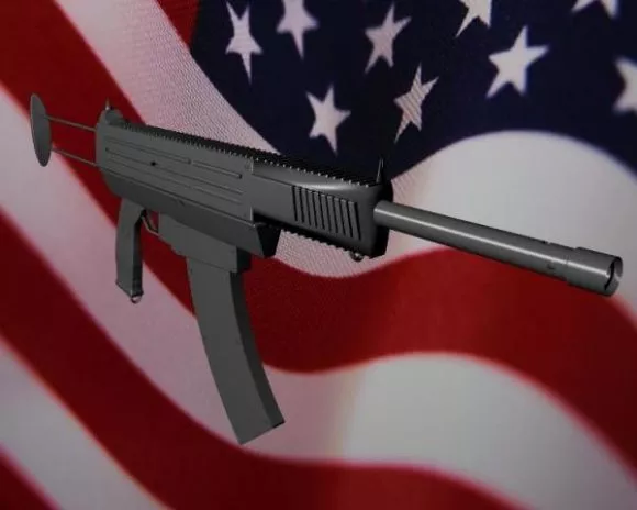 Machine Gun With America Flag 3d model Machine Gun With America Flag 3d model