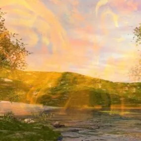 Morning On Hill Landscape 3d model