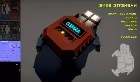 Magnetic Bomb Gaming Weapon 3d model Magnetic Bomb Gaming Weapon 3d model