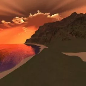 Sunset Mountain Landscape 3d model