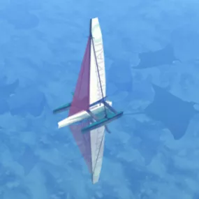 Sport Sailing Ship On The Sea 3d model