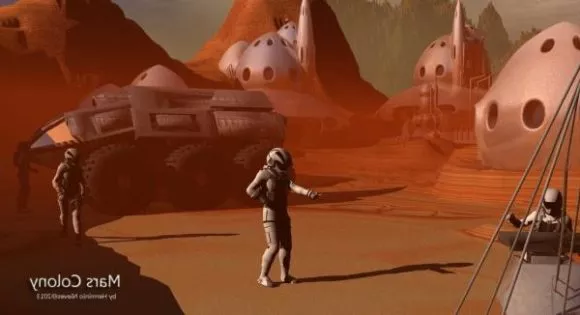 Mars Colony Landscape With Human 3d model Mars Colony Landscape With Human 3d model