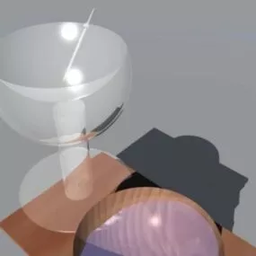 Wine Martini And Bowl 3d model