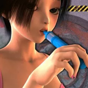 Girl Cartoon Character With Mech 3d model