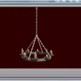 Medieval Chandelier Candle Light 3d model