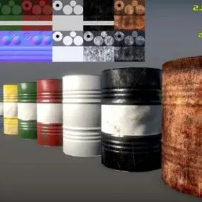Rustic Metal Barrels Pack 3d model