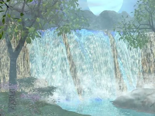 Valley Waterfall Landscape 3d model