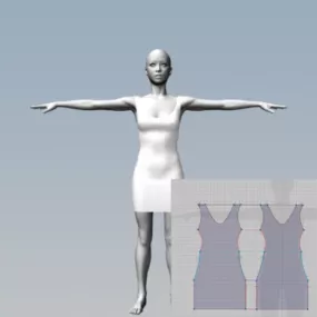 White Dress Girl Mannequin 3d model