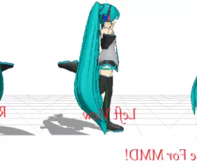 Miku Anime Girl 3d model