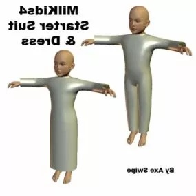 Cartoon Kid With Suit And Dress 3d model